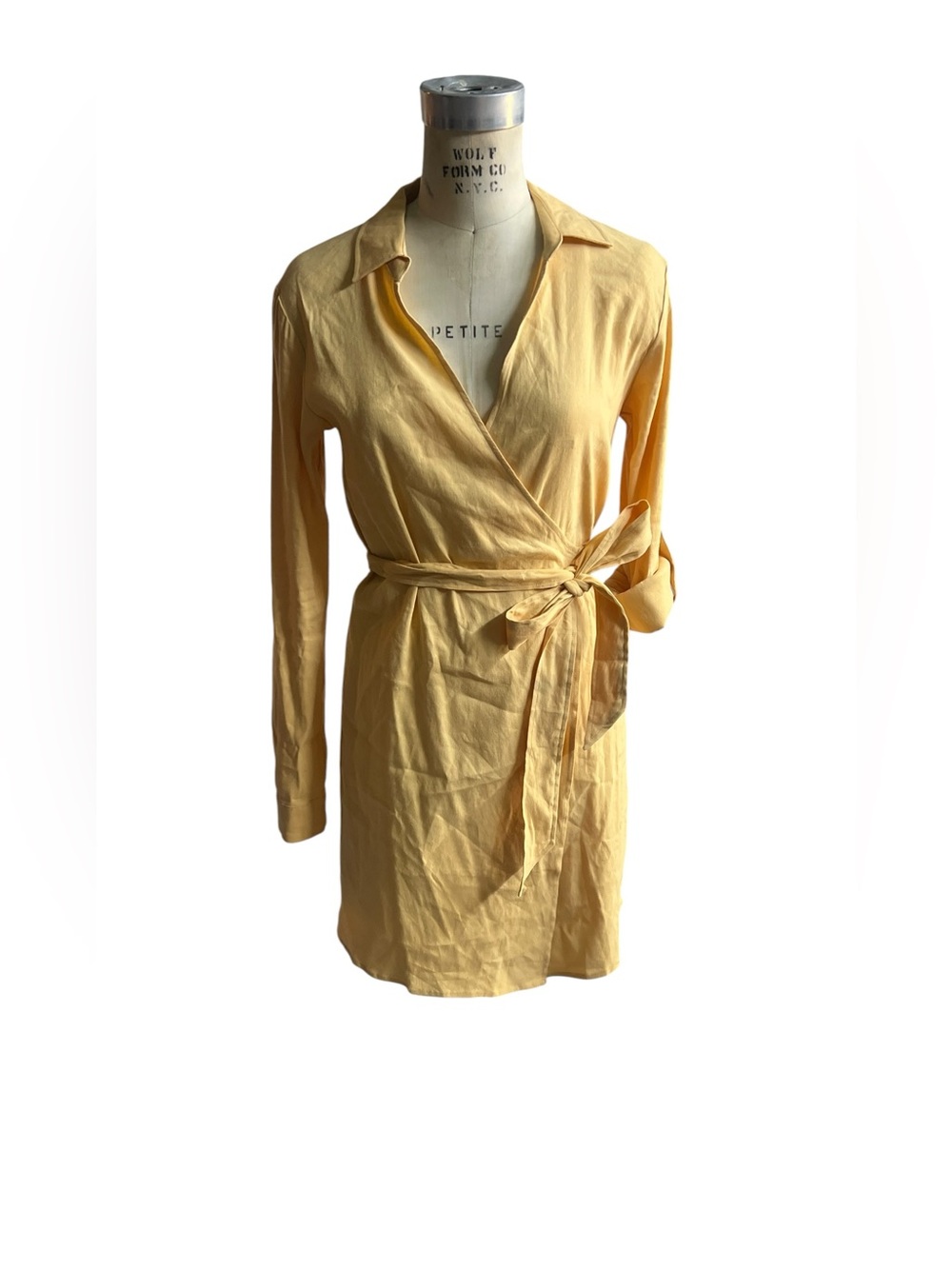 Monrow M linen blend yellow wrap dress